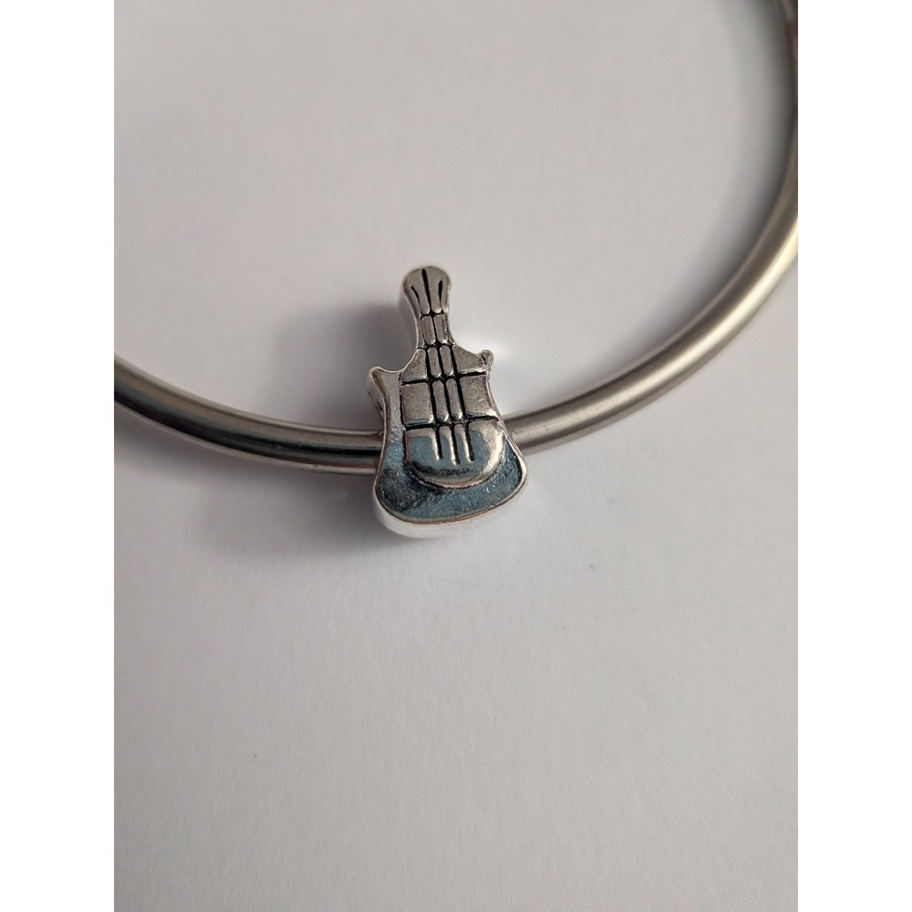 Silver Guitar Charm for Slide-On Bracelets Musical Instrument Bead Music Lover